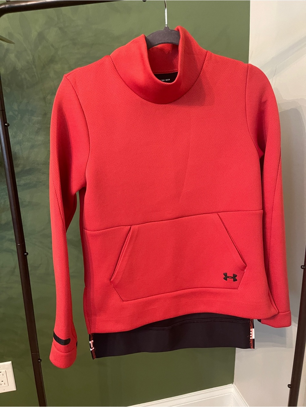 Under Armour Women’s Red Funnel-Neck Pullover with Kangaroo Pocket